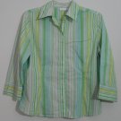 Apt. 9 Vertical Stripe Light Greens Collared Button Down size Medium 3/4 Sleeve