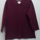 Avenue 14/16 Maroon Red 3/4 Sleeve 3 Decorative Button 3.5 Inch Side Slit Womens