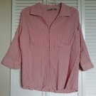 Fashion Bug 22 24 Pink Gathered Cotton Stretch Empire Waist Hook & Eye Blouse