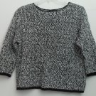 NortonMcNaughton Black & White Ramie Cotton Open Weave Pullover Sweater  XL