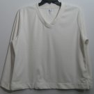 St. John's Bay SJB Active Petite XLarge V-Neck Off White Fleece Pullover PXL