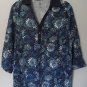 Studio Works Womens Plus 1X Half Button Floral Pattern 3/4 Sleeve Collar KnitTop
