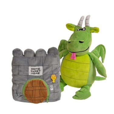 ORIGINAL HAPPY NAPPER PLUSH SOUND DOORBELL PILLOW DRAGON TO CASTLE REVERSIBLE