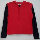 Self Esteem Dual Tone Navy Blue and Red Long Sleeve Hoodie Drawstring Closure
