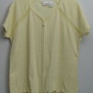 Body Drama Lingerie Yellow Lace Trim & Inset 2 Button VNeck Scalloped Pajama Top