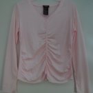 Jordache Medium 7/9 Rayon/Spandex Light Pink Blossom Ruched Center Seam V-neck