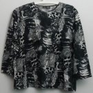 LR Lynn Ritchie Silk Cotton XL  Snake  Animal  Black & White Print Pullover Top