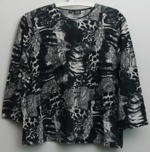 LR Lynn Ritchie Silk Cotton XL  Snake  Animal  Black & White Print Pullover Top