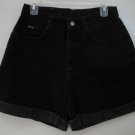 Riders Black Belt Loops Button Zipper Jean Shorts Cuffed Womens Biker Style