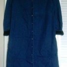 Talbots Size 10 Blue Denim Button Down Coat Dress w/ Chest Pocket & Black Trim
