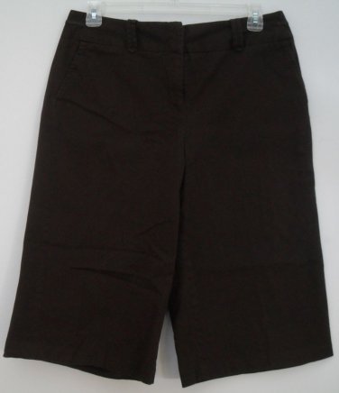 Bay Studio Khakis Capri Cut Pants Shorts Jorts Brown 2 Pockets Front Zip & Hook