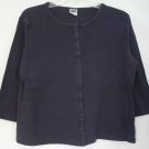 Old Navy Navy Blue Medium Long Sleeve Snap Down 100% Cotton Knit Top
