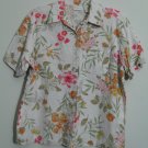 Erika Medium Floral Linen Blend w/ Rayon Chest Pocket Button Down Blouse Top