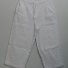 Studio Works LG White Elastic Drawstring Summer Lounge Capri Cut Pants 2 Pockets