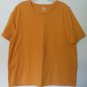 Liz & Me Essentials Orange 0X 14/16W 100% Cotton Short Sleeve Solid Orange Knit