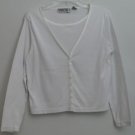 Extra Touch Petites White Button 2fer Cardigan w/ Attached Top Medium Weight