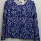 Liz Claiborne L Large Scalloped Lettuce Edges Bottom & Sleeves Blue Shades