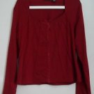 New York & Company Stretch Red Raised Stitching Center Criss Cross Ribbon Bow XL