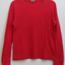 Old Navy Womens M 100% Cotton Long Sleeve Red Pullover Knit Top Vertical Lined
