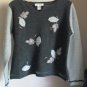Eddie Bauer 100% Lambs Wool Pullover Notch Neck Sweater w/ Floral Leaf Patches M
