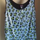NWT Torrid Size 2 ( 2X 18 20 ) Leopard Square Sequins Tank Top Solid Black Back