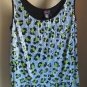 NWT Torrid Size 2 ( 2X 18 20 ) Leopard Square Sequins Tank Top Solid Black Back