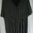 Michael Kors 2X Rough Cut Black & White Elasticized Empire Waist Pullover Blouse