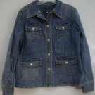 Gap Stretch Jean Jacket Snap Button Down 4 Front Patch Pockets Snap Cuff Size Lg