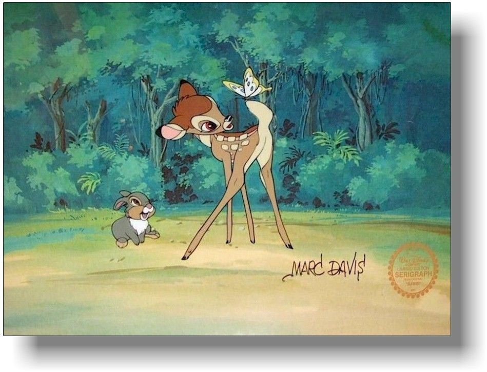Bambi Thumper Hand Signed Walt Disney Cel Sericel Marc