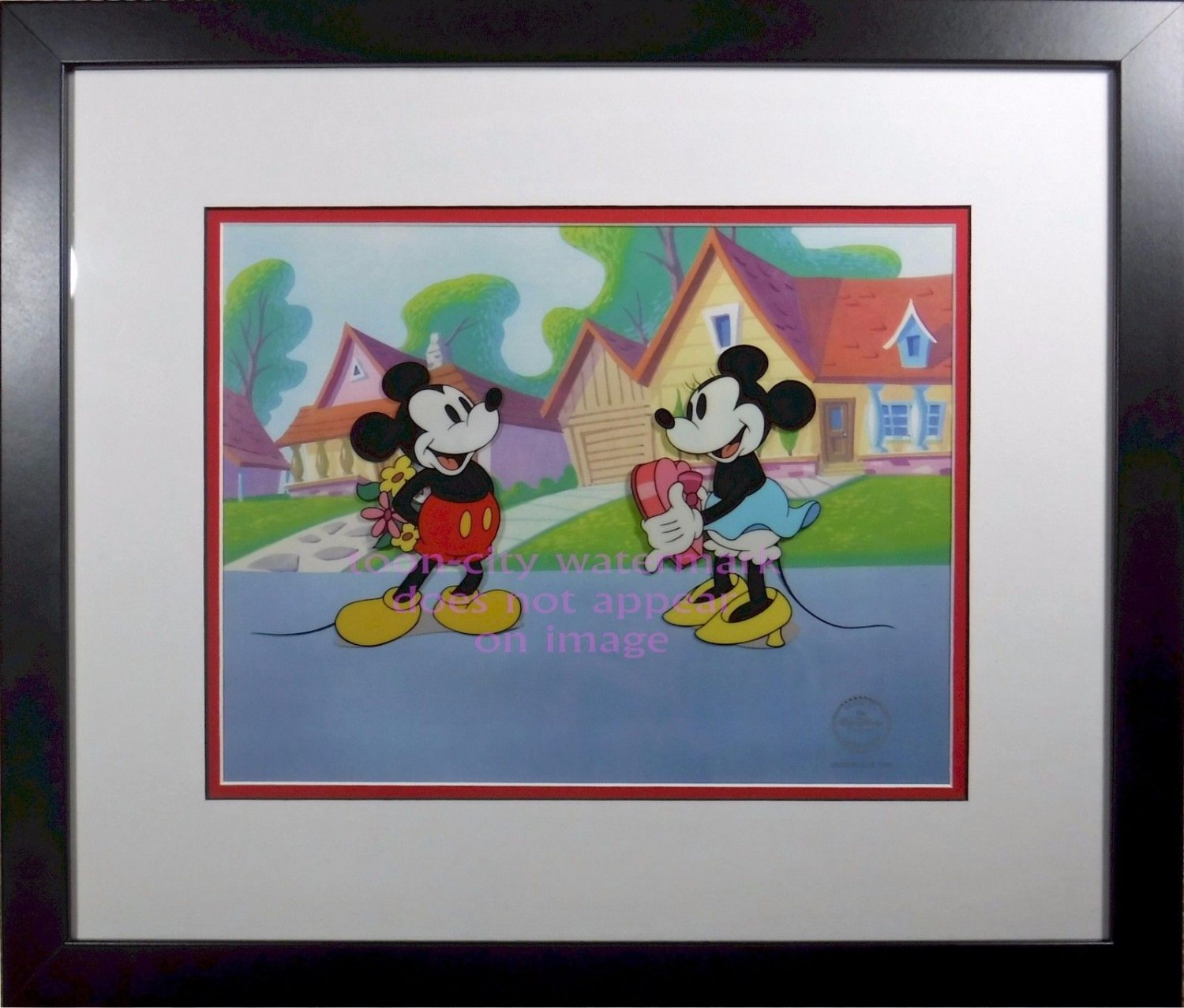 Mickey Minnie Sweethearts Disney Sericel Cel CoA Brand New Frame toon ...