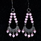 Earrings with cat's-eye and silver earwires