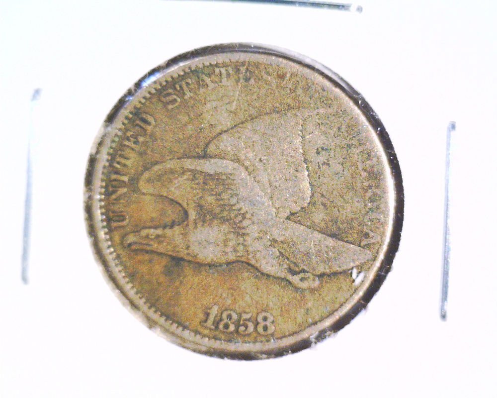 1858 Flying Eagle Cent LARGE LETTERS Very Good Details Scratched 1858 flying eagle cent large letters very good details scratched