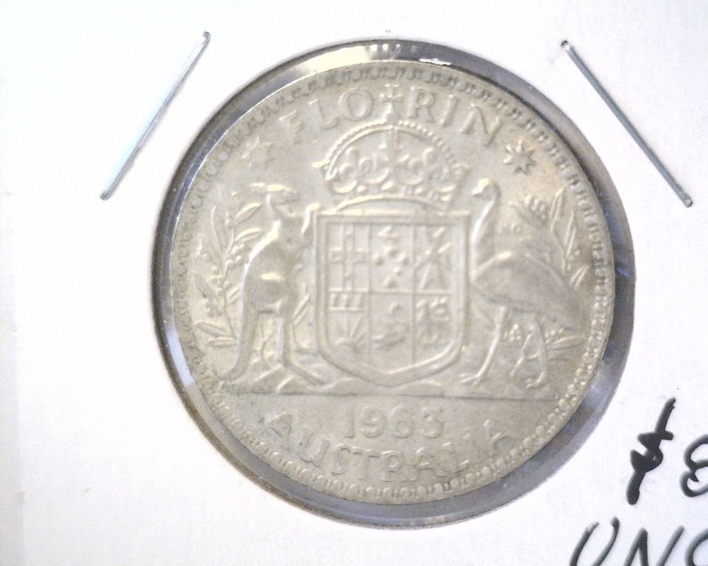 1963 Australia Silver Florin Coin KM60 UNCIRCULATED .1806 ASW