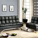 Aristo Black, White, Dark Brown, or Saddle Brown Leatherette Futon Sofa - FREE DELIVERY IN CA