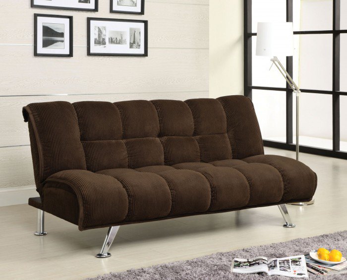 Maybelle Chocolate Padded Corduroy Futon Sofa - FREE DELIVERY IN ...