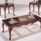 Cherry Finish and Glass 3pc Coffee Table Set - FREE DELIVERY IN SOUTHERN CALIFORNIA
