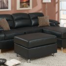 Ebony, Burgundy, Tan, or Cream Bonded Leather 3pc Sectional Sofa Set - FREE DELIVERY IN CALIFORNIA