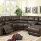Light Coffee Plush Faux Leather Reclining Sectional Sofa w/ Right Facing Chaise -FREE DELIVERY IN CA