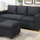 Modern Black, Grey, or Carmine Blended Linen Reversible Sectional Sofa - FREE DELIVERY IN CALIFORNIA