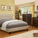 Leeroy Ivory or Gray Padded Fabric Platform Bed - FREE DELIVERY IN SOUTHERN CALIFORNIA