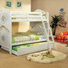 Isabella III Collection White Finish Flower & Heart Motif Bunk Bed - FREE DELIVERY IN CALIFORNIA
