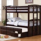 Logan Cappuccino Finish Twin/Twin Bunk Bed (Trundle Sold Separately) - FREE DELIVERY IN CA