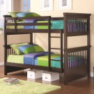 Oliver Cappuccino Twin Bunk Bed with Spindle Headboard and Footboard  - FREE DELIVERY IN CA
