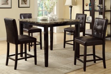 Marble Table Top 5pc Dining Set w/ Tufted Button or Keyhole Back Chairs - FREE DELIVERY IN CA