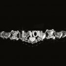 Genuine Sterling Silver Teddy Bear Love You XOXO Name Bracelet 15mm GGSB302