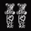 Sterling Silver Teddy Bear Love You Earrings GGSE566
