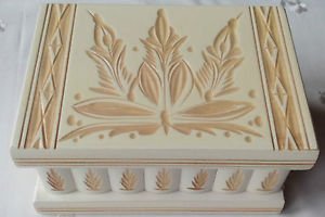 Beautiful handcarved wooden puzzle magic jewelry hidden drawer box with mirror