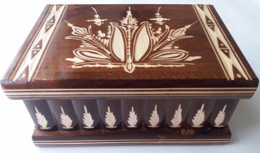 New big huge brown jewelry magic puzzle box secret compartment hidden drawer