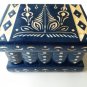 New blue handmade wooden puzzle magic storage jewelry secret mystery box