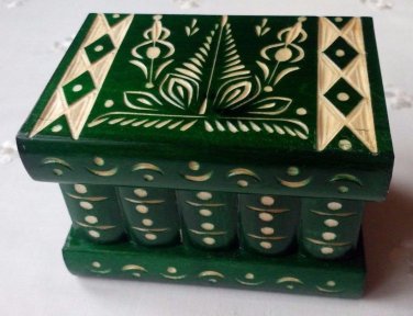 New green handmade wooden puzzle magic storage jewelry secret box brain teaser